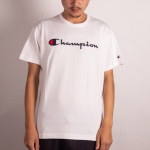 Camiseta Champion Script Patch Logo Branco